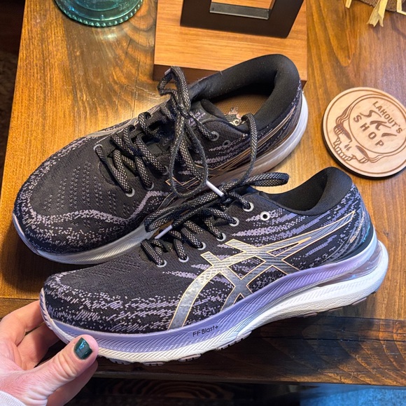 ASICS Dark Grey Purple and White Athletic Sneakers - Picture 2 of 16